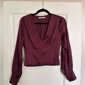 Abercrombie & Fitch Plum V-Neck Blouse